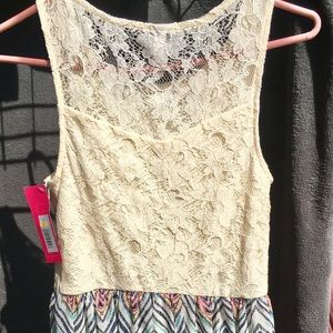 NWT Flirty lace top Dress w/ flared chevron skirt